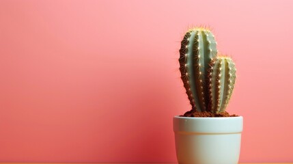 Cactus in a pot on a pink background. Minimal style. plant concept Generative AI