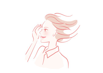  横顔_女性_横顔の社会人女性イラスト_人物