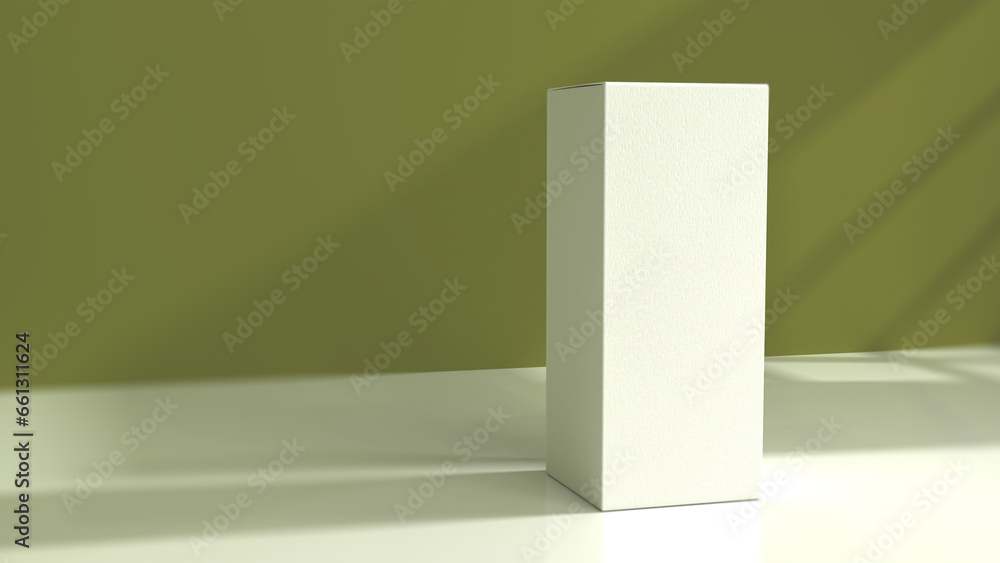 Poster premium cosmetic box mock-up files through 3d rendering, featuring a simple yet tasteful and harmoni