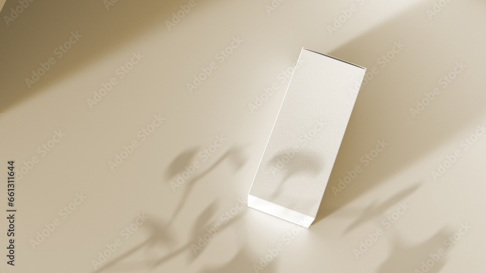 Poster premium cosmetic box mock-up files through 3d rendering, featuring a simple yet tasteful and harmoni