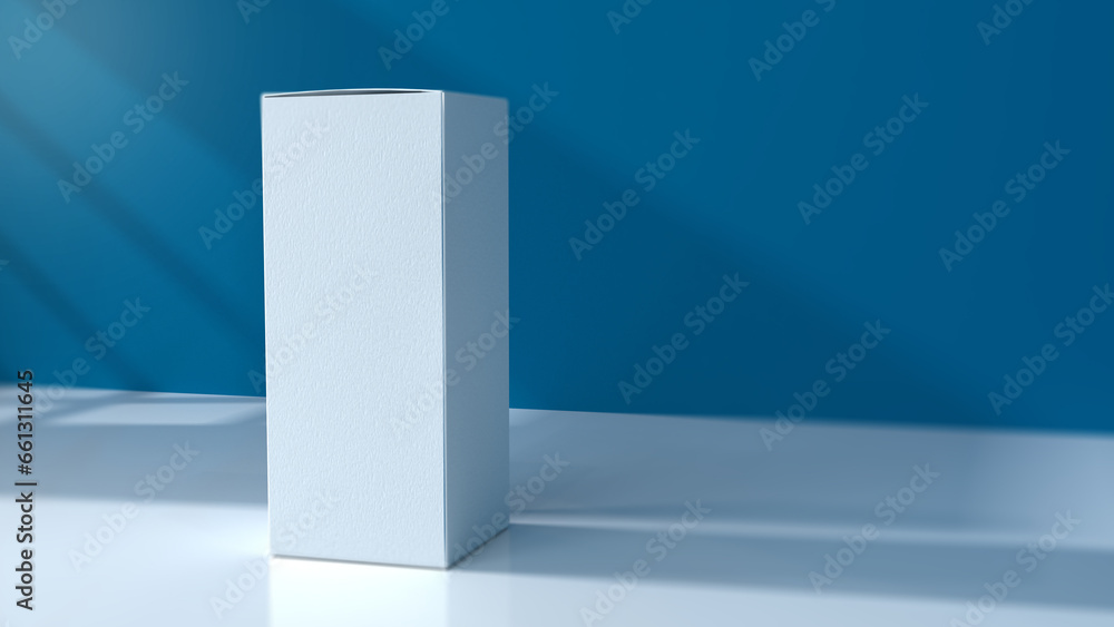 Poster premium cosmetic box mock-up files through 3d rendering, featuring a simple yet tasteful and harmoni