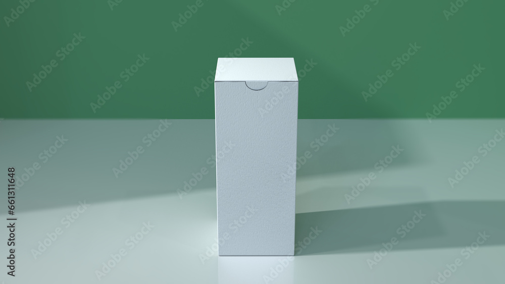 Poster premium cosmetic box mock-up files through 3d rendering, featuring a simple yet tasteful and harmoni