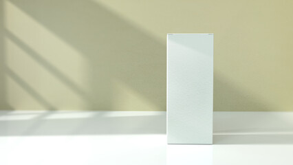 Premium cosmetic box mock-up files through 3D rendering, featuring a simple yet tasteful and harmonious backdrop for product mock-ups.