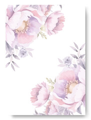 Floral decoration flyers postcards vintage style vector illustration design with pink peony flower