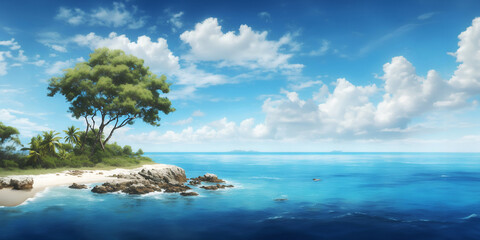 Fototapeta premium deserted island and blue sky