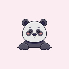 Vector flat illustration of cute smiling panda in cartoon style