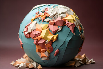 Celebrate earth day with origami. Earth make from colorful Origami for Origami Day Celebration