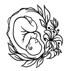 Fetus in womb. Embryo. Pregnancy. Vector illustration.