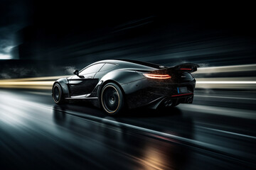black car at high speed along the highway obscures the speed of movement 3d rendering AI generative...
