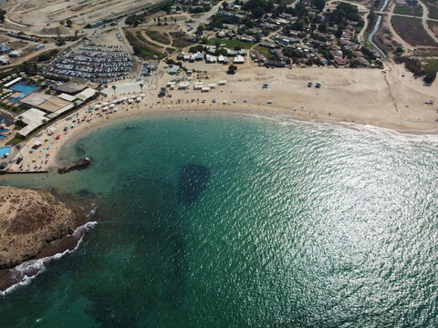 Atlit beach in Israel drone footage