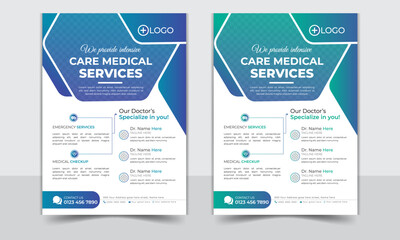 healthcare or medical flyer design template| Corporate healthcare Brochure design, cover modern flyer layout poster, colors variations flyer in A4
