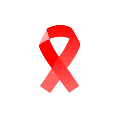 AIDS icon Red Rink Gradient Bow Ribbon for Cancer HIV AIDS Breast Cancer Health Awareness Vector Line Draw Cartoon White Background