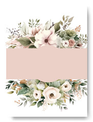 Beautiful white poppy flower frame for greeting card ornament