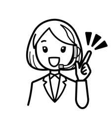 オペレーターの女性・モノクロ