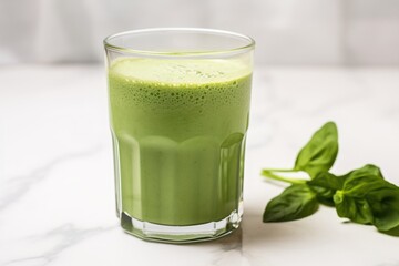 a kid-friendly smoothie made with spinach, banana, and milk
