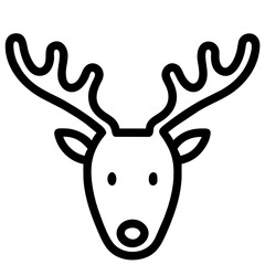 Line art, Christmas deer, doodle style