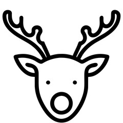 Line art, Christmas deer, doodle style
