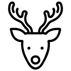 Line art, Christmas deer, doodle style