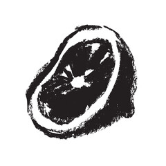 Vector lemon symbol. Citrus fruit icon in trendy hand drawn doodle style. Black illustration for lime label, organic badge, lemon juice packaging design or website. Calligraphic cosmetic symbol.