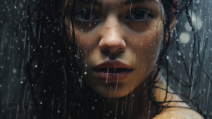 Women in rain.