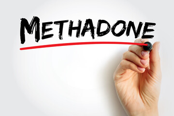 Methadone is a prescription opioid drug, text concept background
