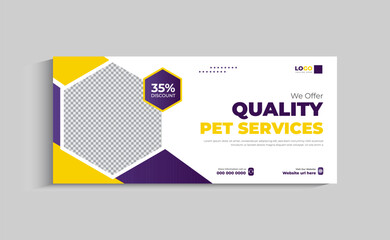 Pet Care Center Social Media Cover and Web Banner Template