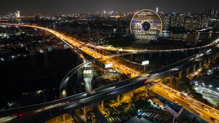 Guangzhou ,China - October 05,2023: Aerial view of landscape in Guangzhou city, China