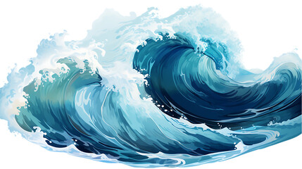 Ocean Wave Crest Isolated on Transparent or White Background, PNG - obrazy, fototapety, plakaty