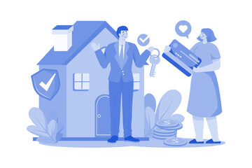 Real estate company to buy houses and land are delivering keys.