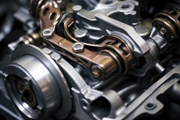 close-up of unrecognizable car engine components
