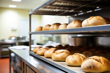 freshly baked bread in a culinary institutes kitchen