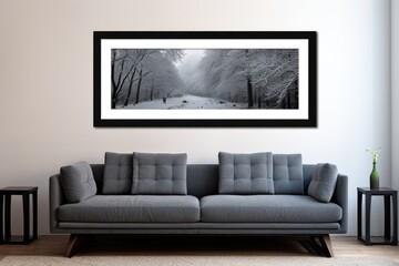 winter landscape photography hanging in a sophisticated black frame