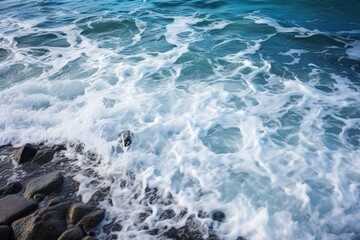 texture of sea waves breaking against a shore