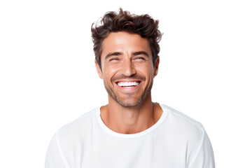 Studio portrait of a handsome young white Americana man with a beautiful smile isolated on transparent png background. - obrazy, fototapety, plakaty