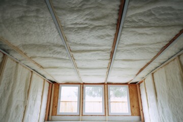 Obraz na płótnie Canvas fiber glass insulation material in home ceiling
