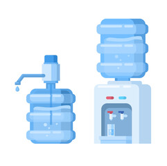 Fototapeta premium Drinking Water Gallon And Dispenser Cartoon Flat Vector