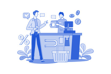 The man received the bag from the cashier