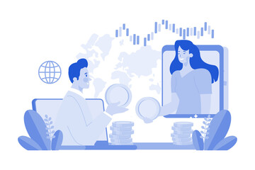 Blockchain Transaction Illustration concept n white background