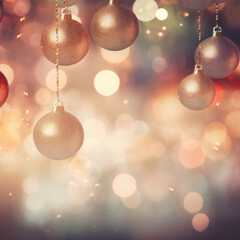 Fototapeta na wymiar Christmas background with snowflakes and christmas balls in pastel colours