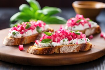 bruschetta with radish and cream cheese spread