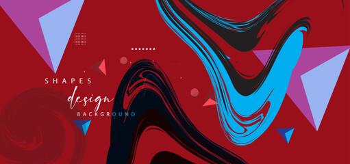 Abstract geometric red background with decorative elements. Red vector illustration for your design.