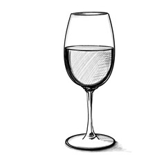 Wine - Hand drawn illustration, black pencil, transparent PNG