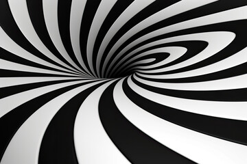 3D black and white spiral background.