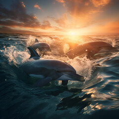 dolphins playing in the sea