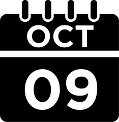 10- October - 09 Glyph black Icon pictogram symbol visual illustration