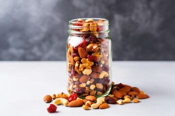 homemade trail mix in a glass jar