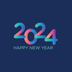 Happy New Year 2024 abstract colorful design, vector elements for calendar and greeting card with Modern blue background template vector illustration.