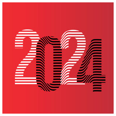 2024 text design. Cover for the business diary for 2024 with wishes. Brochure design template, card, banner. Vector illustration. On red background.