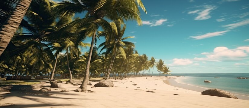 Coconut palm trees on a sandy beach