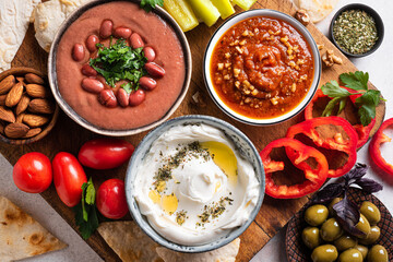 Arabic breakfast or mezze platter